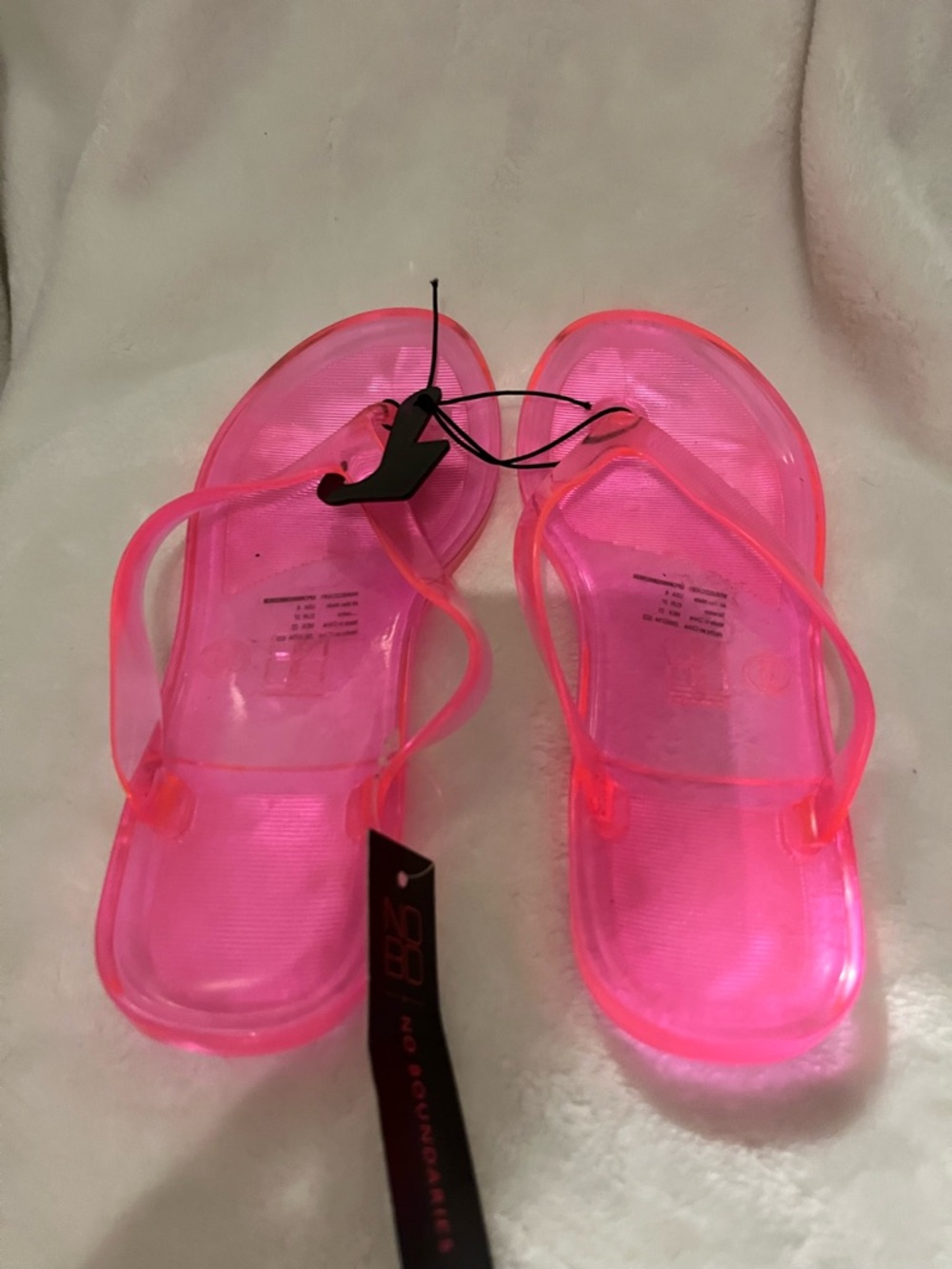 No Boundaries Neon Pink Jelly Flip Flops